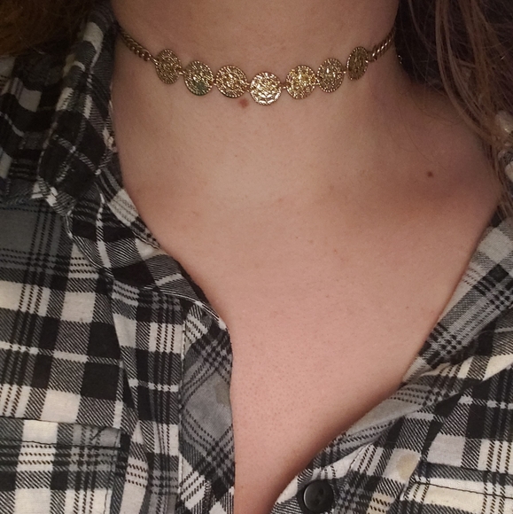 golden chain choker w/ coins - Picture 1 of 3